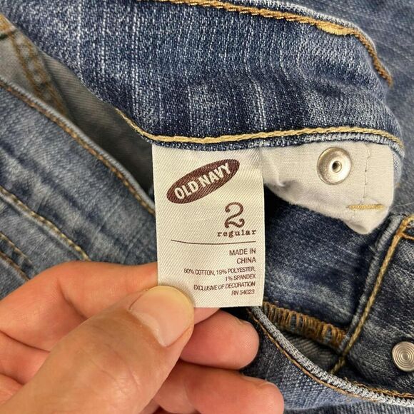 Old Navy The Diva Jeans Womens 2 Regular Blue Denim Straight Low Rise Distressed - Picture 6 of 10